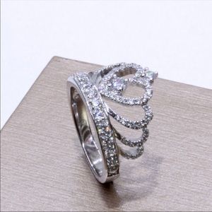 Sterling silver crown princess ring